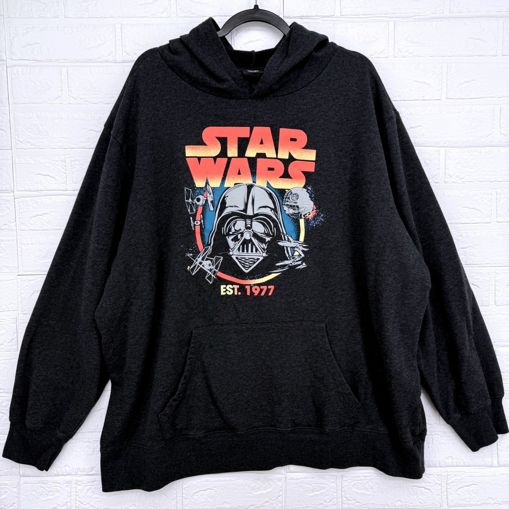 Star Wars Graphic Hoodie Mens 3XL Black Darth Vader Death Star Est 1977 Pullover